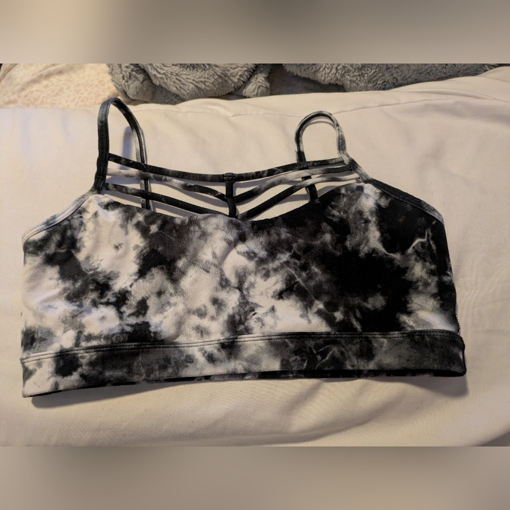 Betsey Johnson Monochrome Tie-Dye Sports Bra